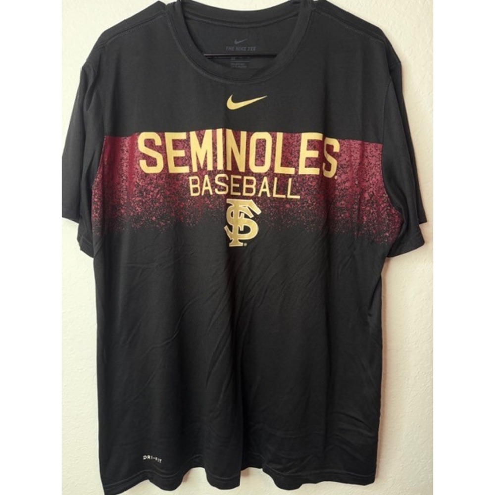 Nike Florida State Seminoles Baseball Dri-FIT Shirt Mens XL Black FSU Tee